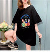 優しい雰囲気 立体のリボン バックオープン プリント ロングTシャツ ゆったり半袖＜U-2939＞