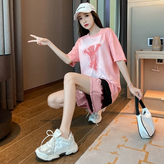 数量限定 ファッション 個性派 半袖Ｔシャツⅹパンツセット全4色<U-8783>