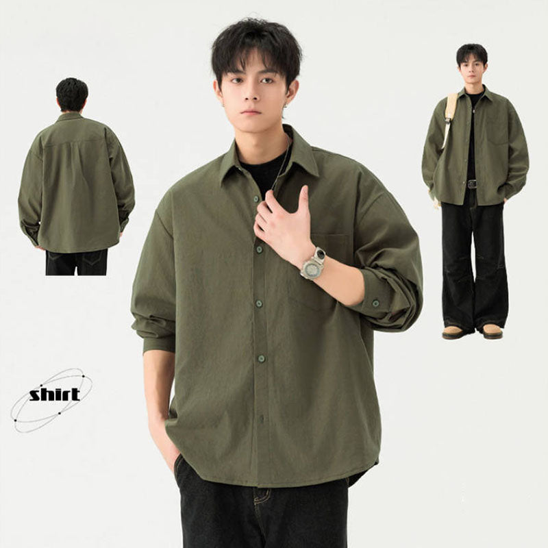 シンプル 定番 無地 カジュアル シャツ U-13124