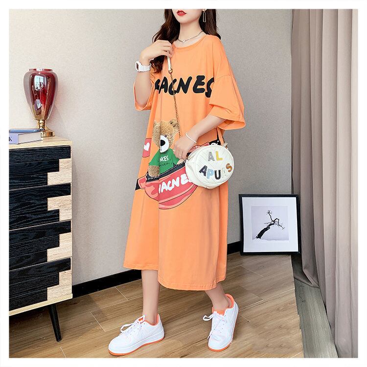 スタイリッシュ プリント カジュアル Tシャツ カットソー ワンピース＜U-8285＞