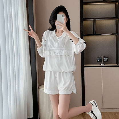 新商品 上質 簡潔 カジュアル 半袖Tシャツ ショートパンツ セットアップ ＜U-8832＞