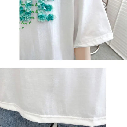 デザイン感 プリント チャーミング Tシャツ カットソートップス＜U-3151＞