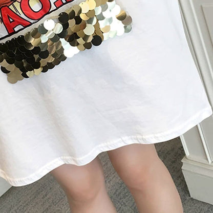スタイリッシュ プリント 一目惚れ Tシャツ カットソー ワンピース＜U-3440＞