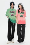 見逃し厳禁 ファッション ストリート系 ヴィンテージ加工 アルファベット プリントTシャツ ＜U-2921＞