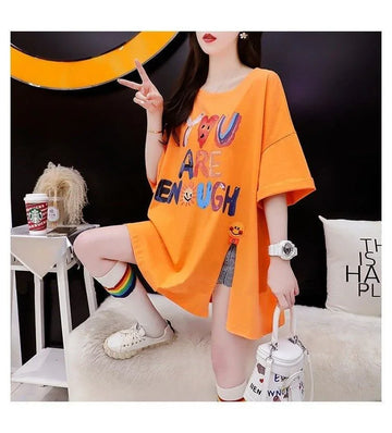 ストリートトレンド韓国風コットン半袖Tシャツ<U-2962>