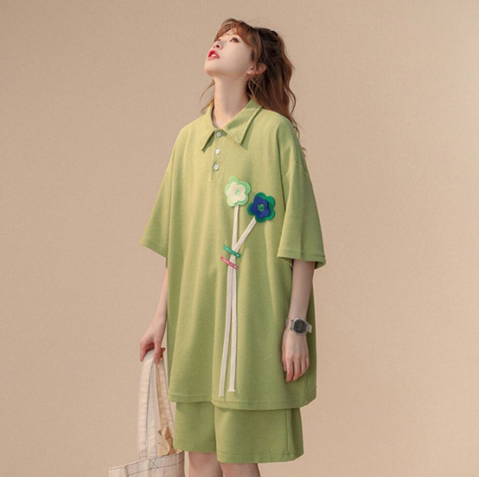 期間限定 ゆったり感アップ ファッション Tシャツ＋ショートパンツ セットアップ＜U-8679＞