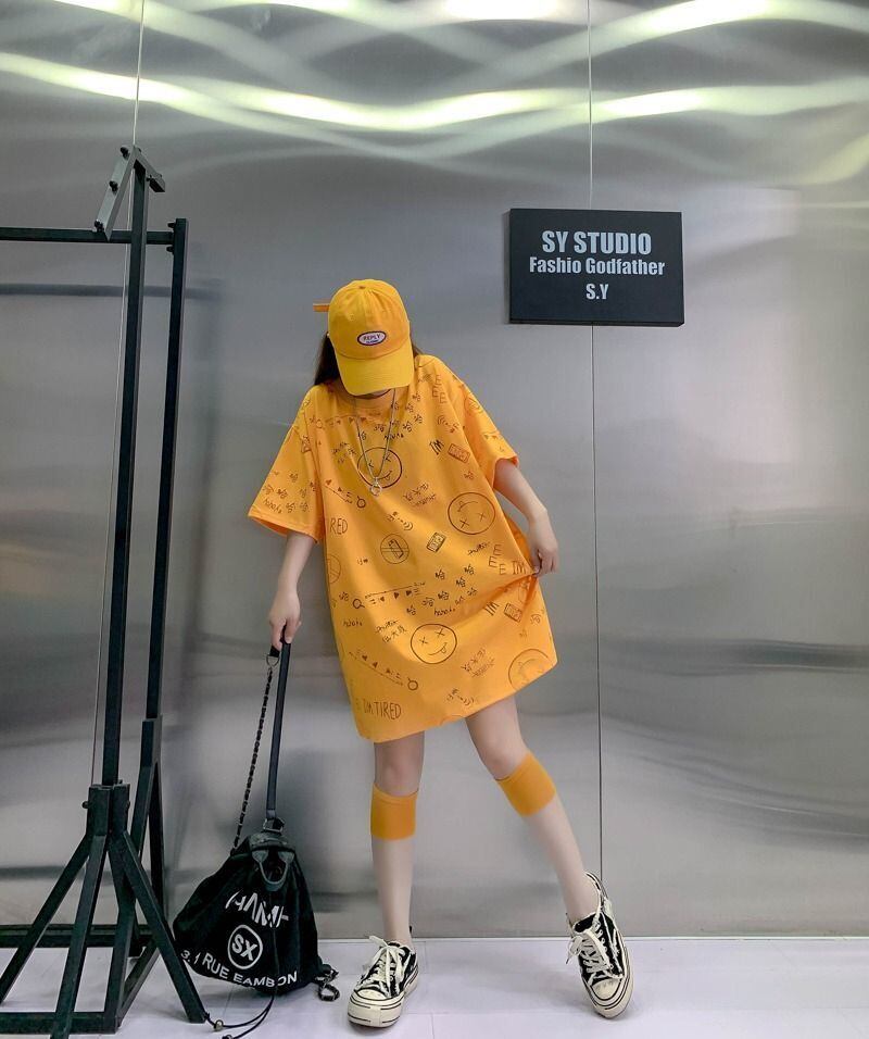 売り切れ必至 ゆったり ファッション感満々 ロング丈 3色半袖Tシャツ＜U-9086＞