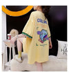 アルファベット プリント ドロップショルダー ロングTシャツ ゆったり＜U-2888＞