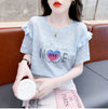 新商品 大人可愛い 話題沸騰中 ホットダイヤモンド 全3色 半袖Tシャツ<U-8868>