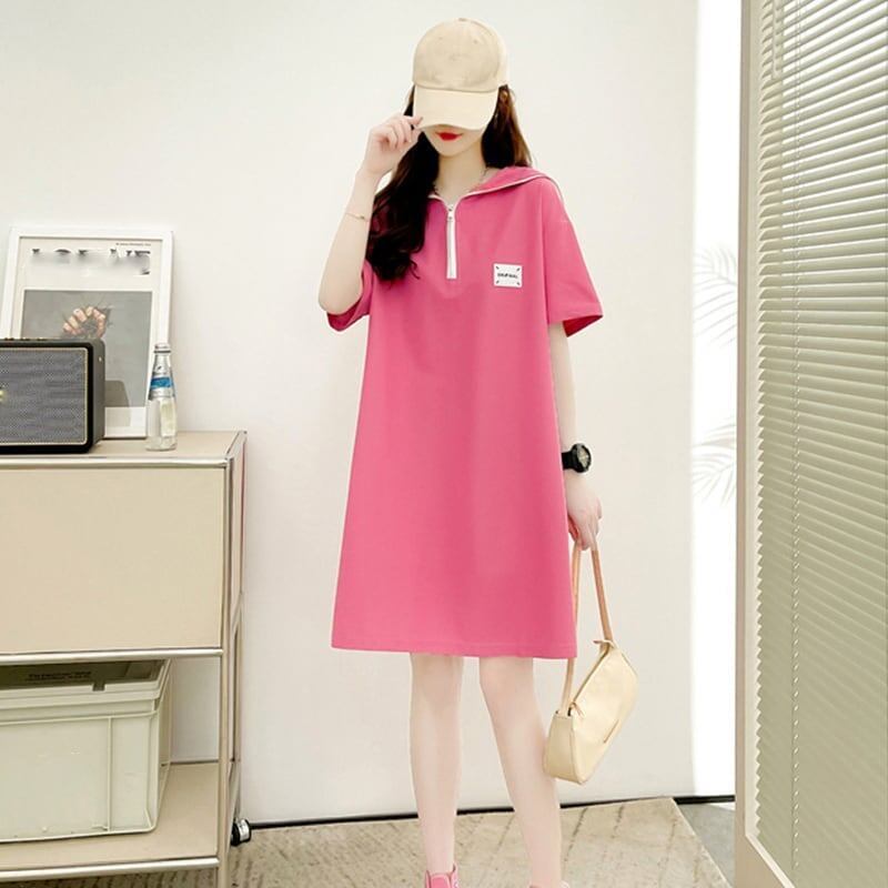 ゆったり感アップ 3色選択可 オシャレ度満点 Tシャツ カットソー ワンピース＜U-3219＞