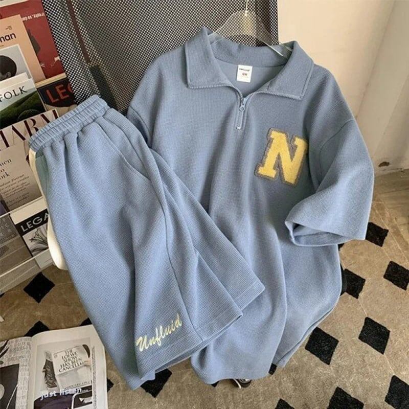 スタイリッシュ 切り替え 一目惚れ Tシャツ＋ショートパンツ セットアップ＜U-3555＞