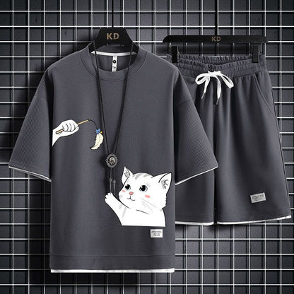 男女兼用 上質 カジュアル Tシャツ & ショーツ セットアップ U-80040