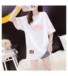 質感のいい アルファベット 熊柄 ドロップショルダー オーバーサイズ Tシャツ ＜U-2878＞