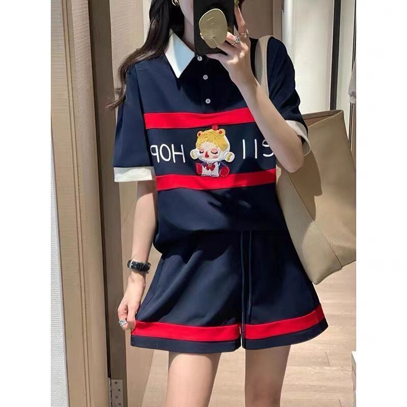 数量限定 プリント切り替え カジュアル 半袖Ｔシャツⅹパンツセット全2色 <U-8665>