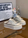 超人気 スリッポン メッシュサンダル スリッパ ミュール 通気性 ヒール4cm プラットフォームソールスニーカーミュール 全2色＜U-8551＞
