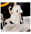 韓国系 ロング POLOネック Tシャツ 四色 ゆったり半袖 ＜U-2869＞