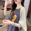 絶対欲しい カラーマッチング 数字刺? ロング Tシャツ ゆったり 半袖 ＜U-2896＞