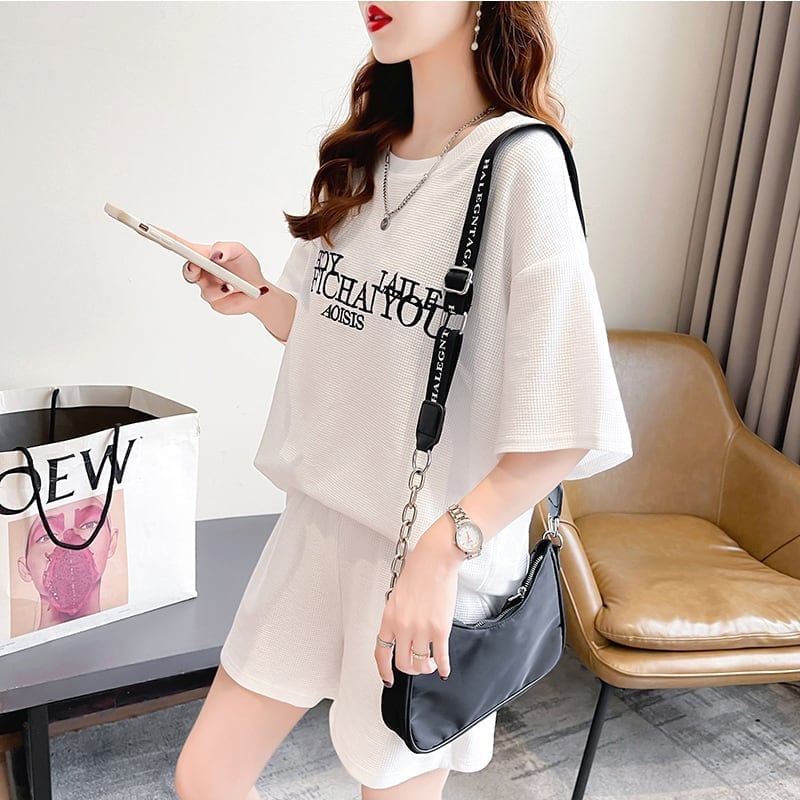 着心地抜群 切り替え 女性力を高める Tシャツ＋ショートパンツ セットアップ＜U-3553＞
