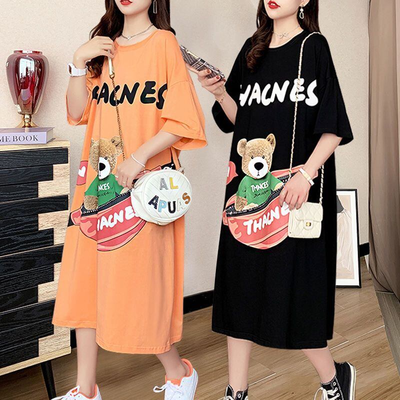 スタイリッシュ プリント カジュアル Tシャツ カットソー ワンピース＜U-8285＞