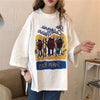 合わせやすい 切り替え 美人度アップ プリント Tシャツ カットソー＜U-3447＞