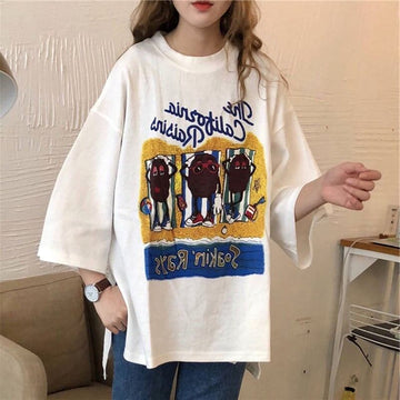合わせやすい 切り替え 美人度アップ プリント Tシャツ カットソー＜U-3447＞