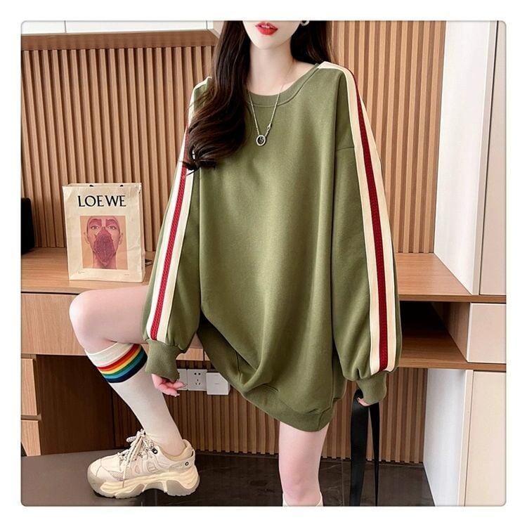 質感のいい 厚手ゆったりスウェット全3色 ストライプ柄 <U-4687>
