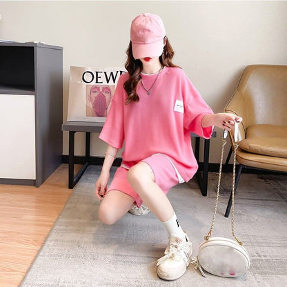カジュアル 切り替え オシャレ度満点 Tシャツ＋ショートパンツ セットアップ＜U-3554＞