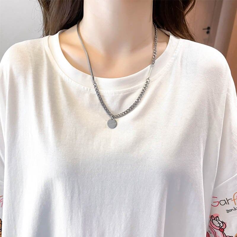 個性的なデザイン 切り替え 一目惚れ プリント Tシャツ カットソー＜U-3620＞