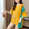 韓国風漫画刺繍ワッペン半袖Tシャツ<U-2991>