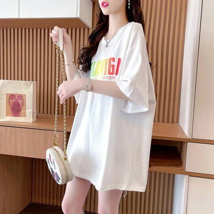 スタイリッシュ ラウンドネック 一目惚れ アルファベット Tシャツ カットソー＜U-2888＞