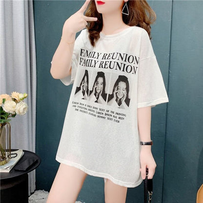 デザイン感 切り替え チャーミング プリント Tシャツ カットソー＜U-3517＞