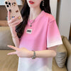 新商品 カジュアル グラデーション プリント 全3色 半袖Tシャツ<U-9214>