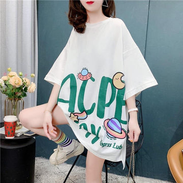 ファッション 切り替え 美人度アップ プリント Tシャツ カットソー＜U-3636＞
