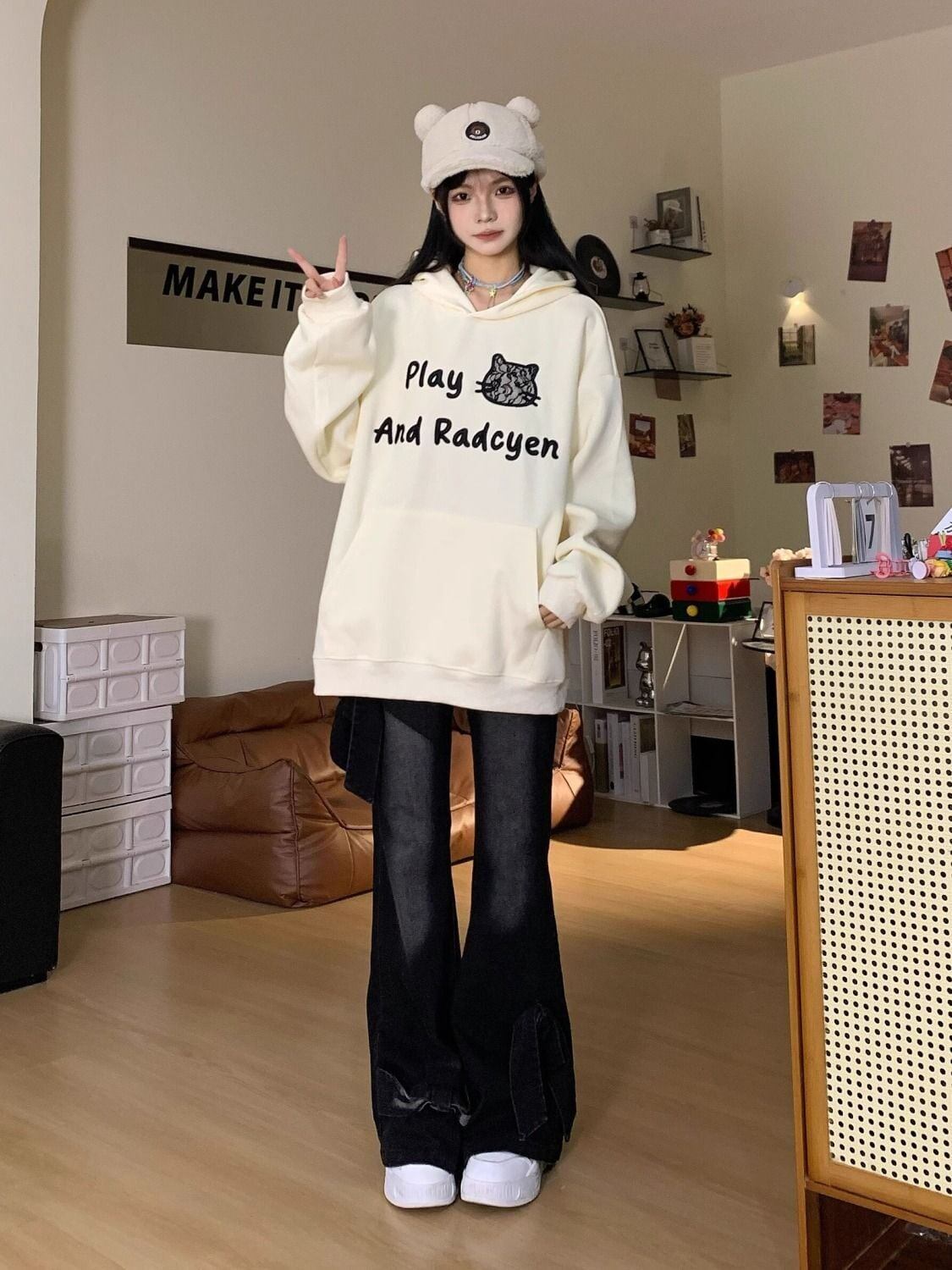 人気上昇中 大人可愛い 個性的なデザイン カジュアル 肌触り抜群 男女兼用 パーカー<U-9801>