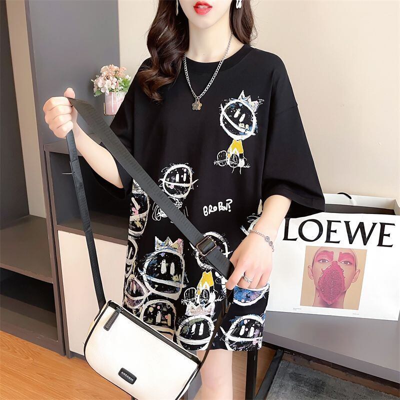 新商品 大人可愛い 大活躍 カジュアル キュートプリント 全2色 半袖Tシャツ＜U-8595＞