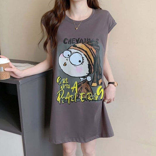 真夏も快適 着心地良い ファッション感満々 プリント全4色 ノースリーブ Tシャツ カットソー＜U-9161＞