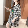 新商品 プリントTシャツ チェック柄 ゆったり半袖＜U-8694＞