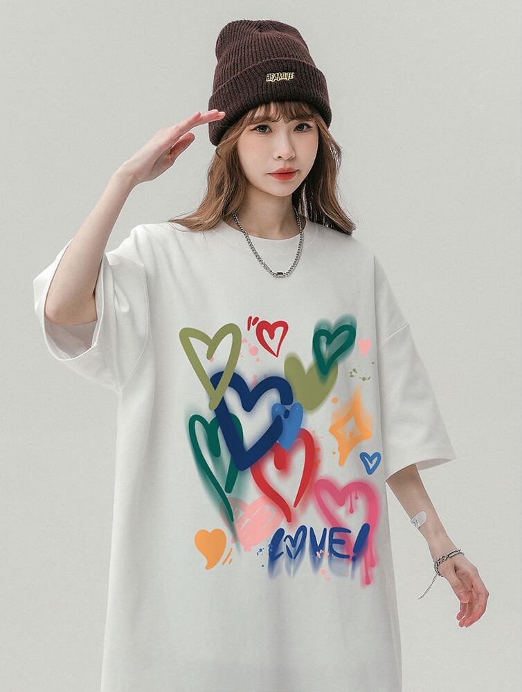 売り切れ必至 プリント ファッション 4色選択 半袖Tシャツ＜U-8594＞