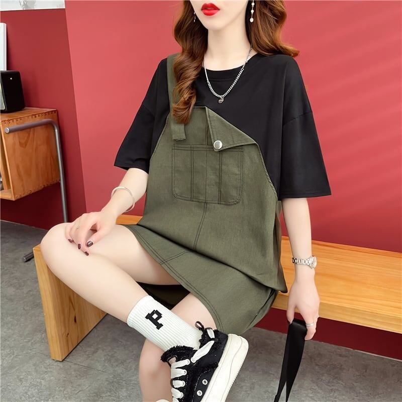 スタイリッシュ プリント 一目惚れ Tシャツ カットソー ワンピース＜U-3477＞