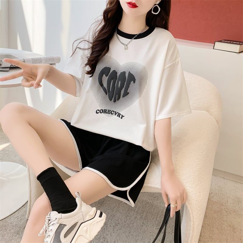 スタイリッシュ 切り替え 一目惚れ Tシャツ＋ショートパンツ セットアップ＜U-3614＞