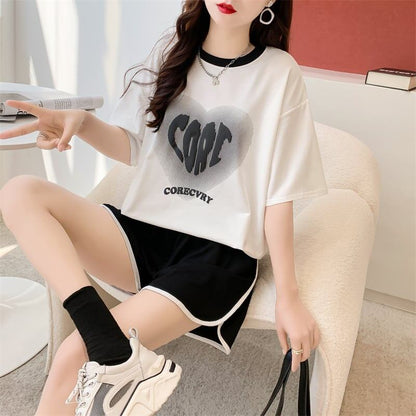 スタイリッシュ 切り替え 一目惚れ Tシャツ＋ショートパンツ セットアップ＜U-3614＞