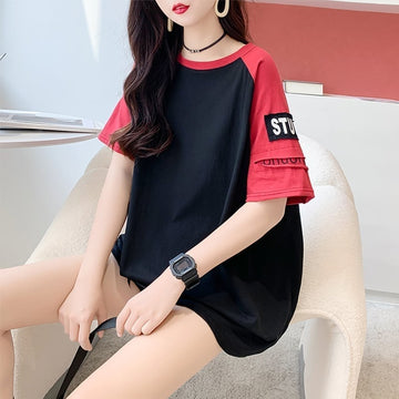 ゆったり感アップ 切り替え 一目惚れ プリント Tシャツ カットソー＜U-3533＞