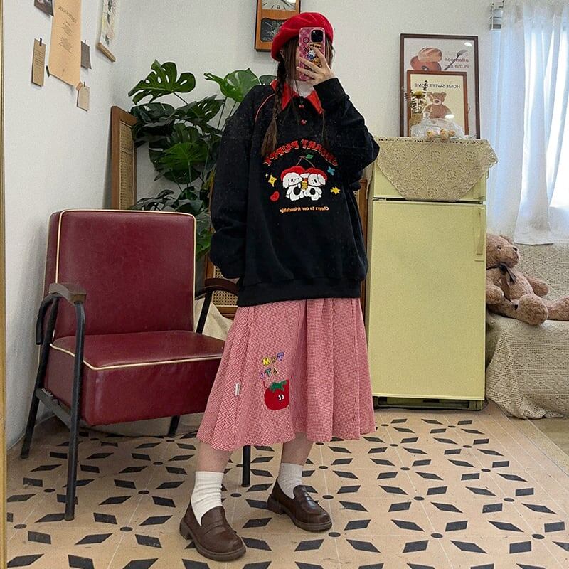 大人可愛い刺?ロゴワンちゃんスウェット全2色<S  -4595>