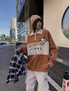 【裏起毛】お勧め 可愛いパンダロゴ厚手トップス全4色 ポロネック <U-4738>