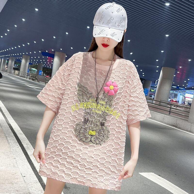 話題沸騰中 キュート カジュアル ホットダイヤモンド 半袖Tシャツ＜U-8626＞