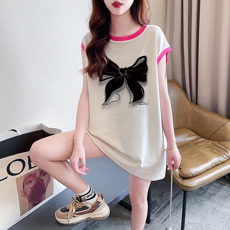 超人気 プリント全4色 軽い生地が夏にぴったり！ ノースリーブ Tシャツ カットソー＜U-9075＞