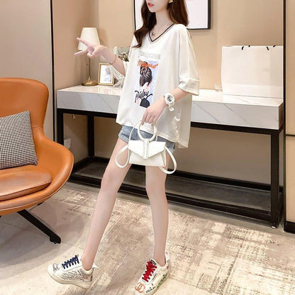 着心地抜群 3色選択可 女性力を高める Vネック Tシャツ カットソー＜U-3094＞