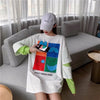 見逃し禁止レイヤード  グラフィックプリント 二色長袖Tシャツ＜U-4065＞
