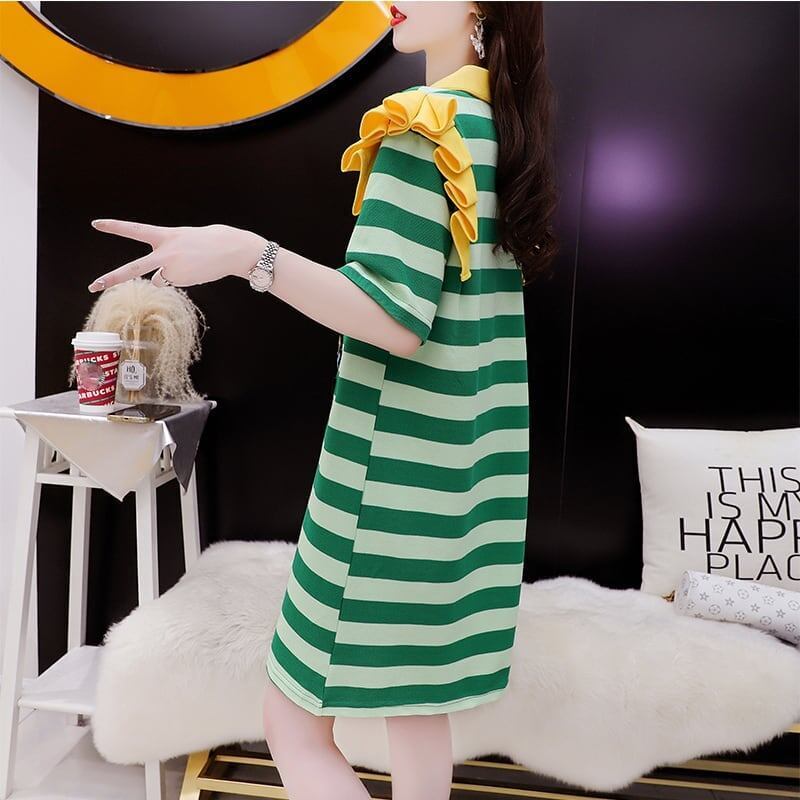 個性的なデザイン プリント オシャレ度満点 Tシャツ カットソー ワンピース＜U-3514＞