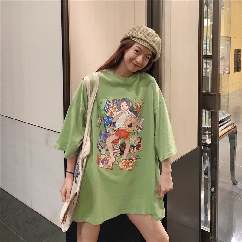 ルーズ 切り替え オシャレ度満点 プリント Tシャツ カットソー＜U-3459＞